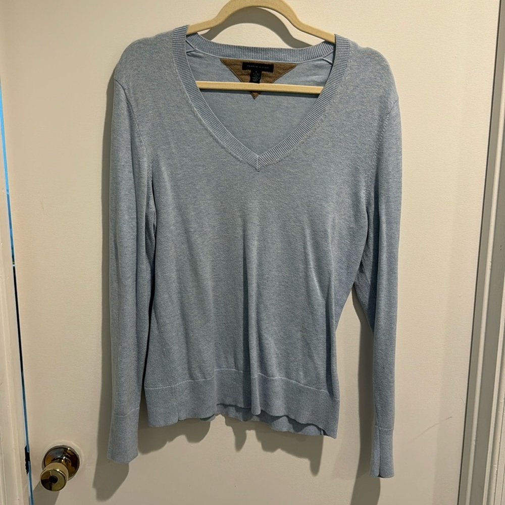 Tommy Hilfiger Light Blue V-Neck Sweater